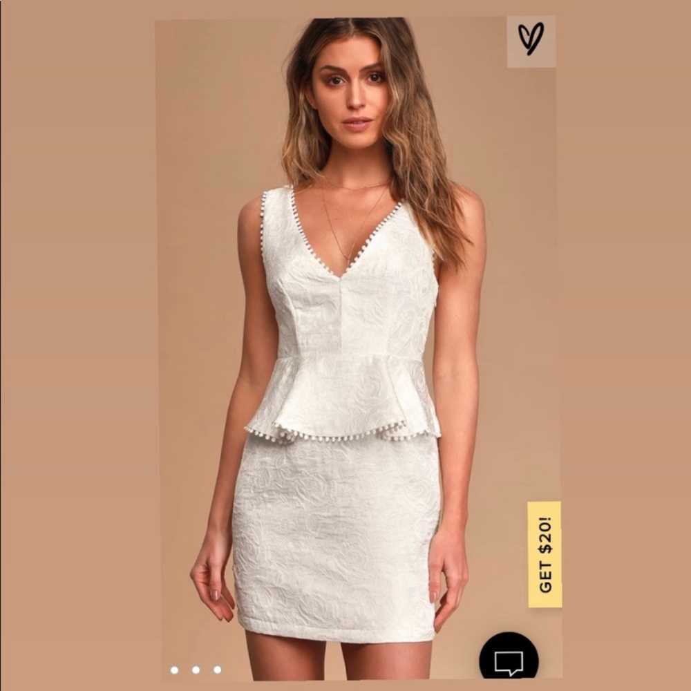 Lulus White Peplum Dress NWT